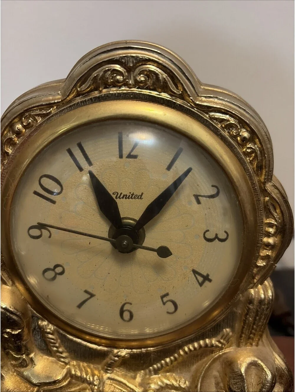 Vtg 1940s United Clock Co. Western Horse Brass Mantel Clock Model 315 Working